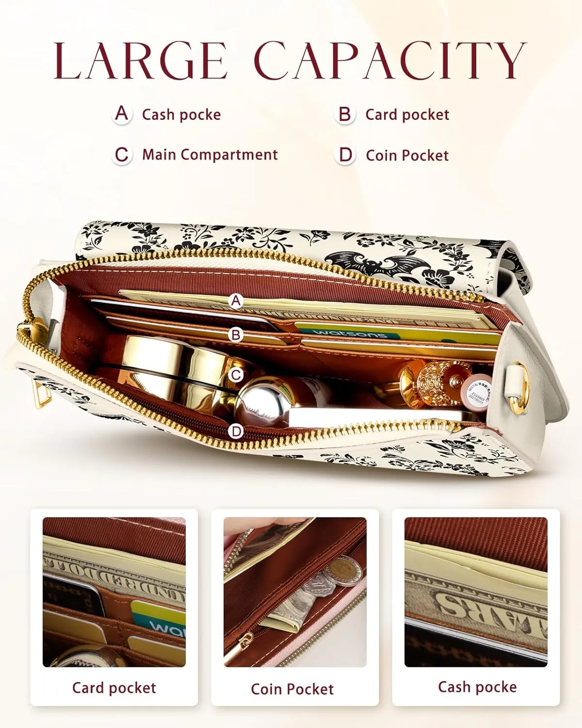 Crossbody Bag Cellphone Purse Wallet for Women - Leather Cellphone Purse Bag with Adjustable Shoulder Strap Girl