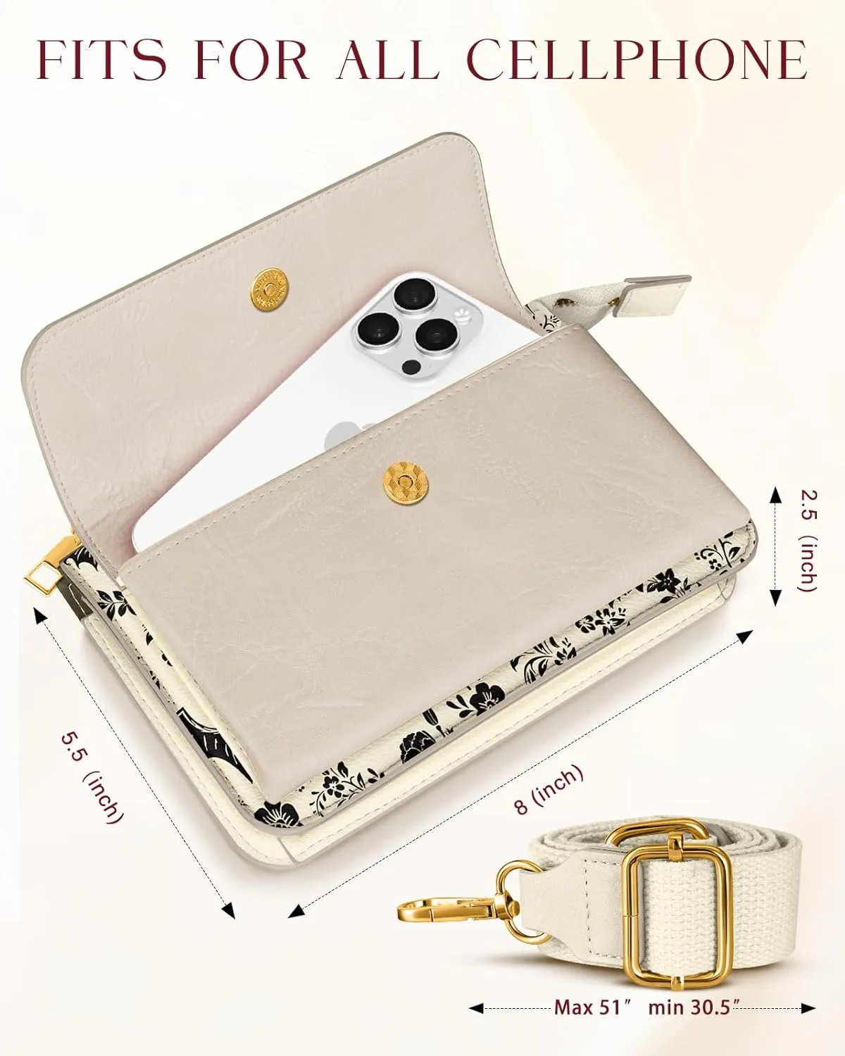 Crossbody Bag Cellphone Purse Wallet for Women - Leather Cellphone Purse Bag with Adjustable Shoulder Strap Girl
