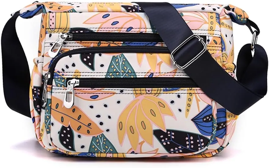 Crossbody Bag for Women Ladies Multi Pockets Shoulder Bag Handbag Lightweight Nylon Casual Messenger Bag Travel Purse