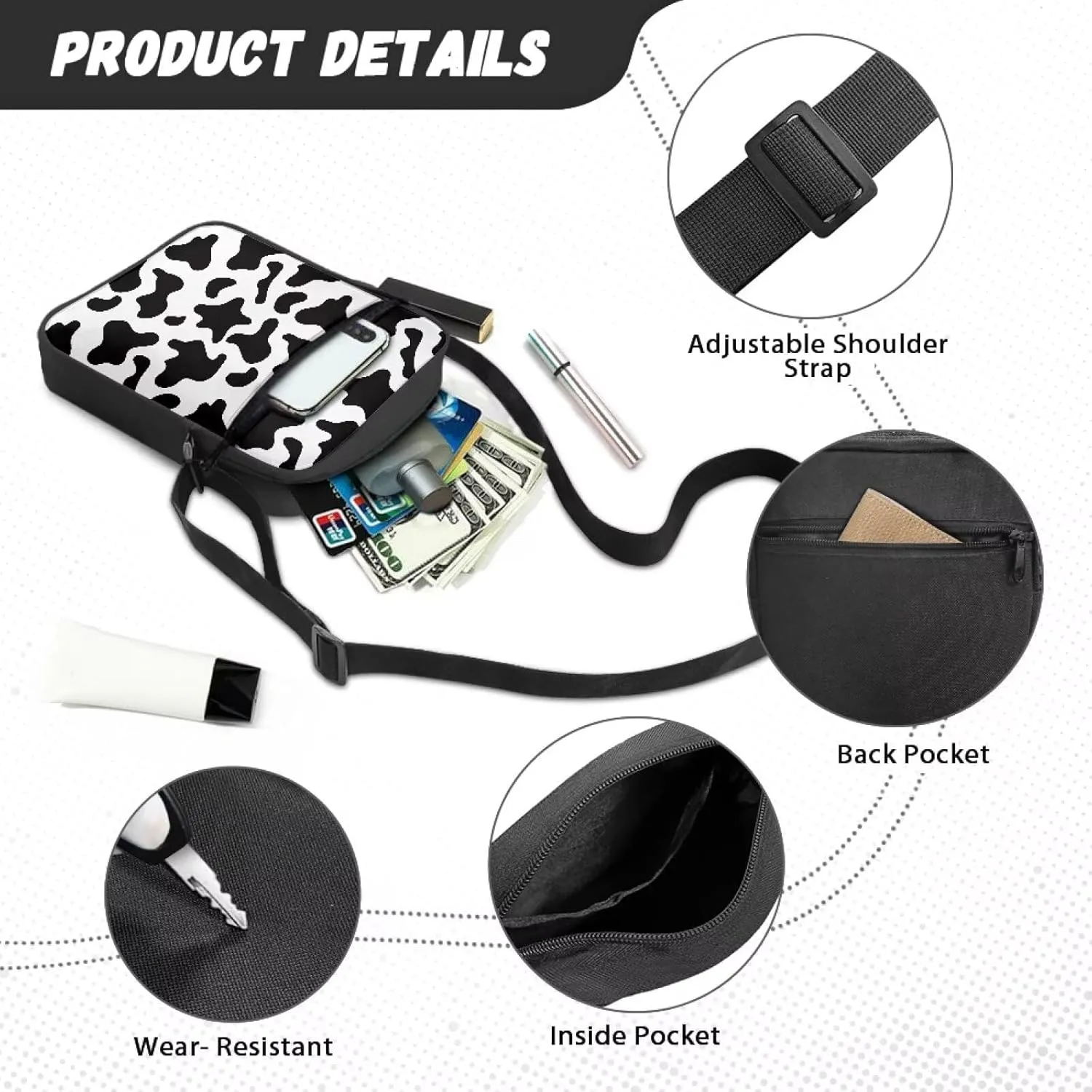 Crossbody Bag for Women Men, Small Sling Pack Handbag for Work Business, Lightweight Messenger Shoulder Travel Bag
