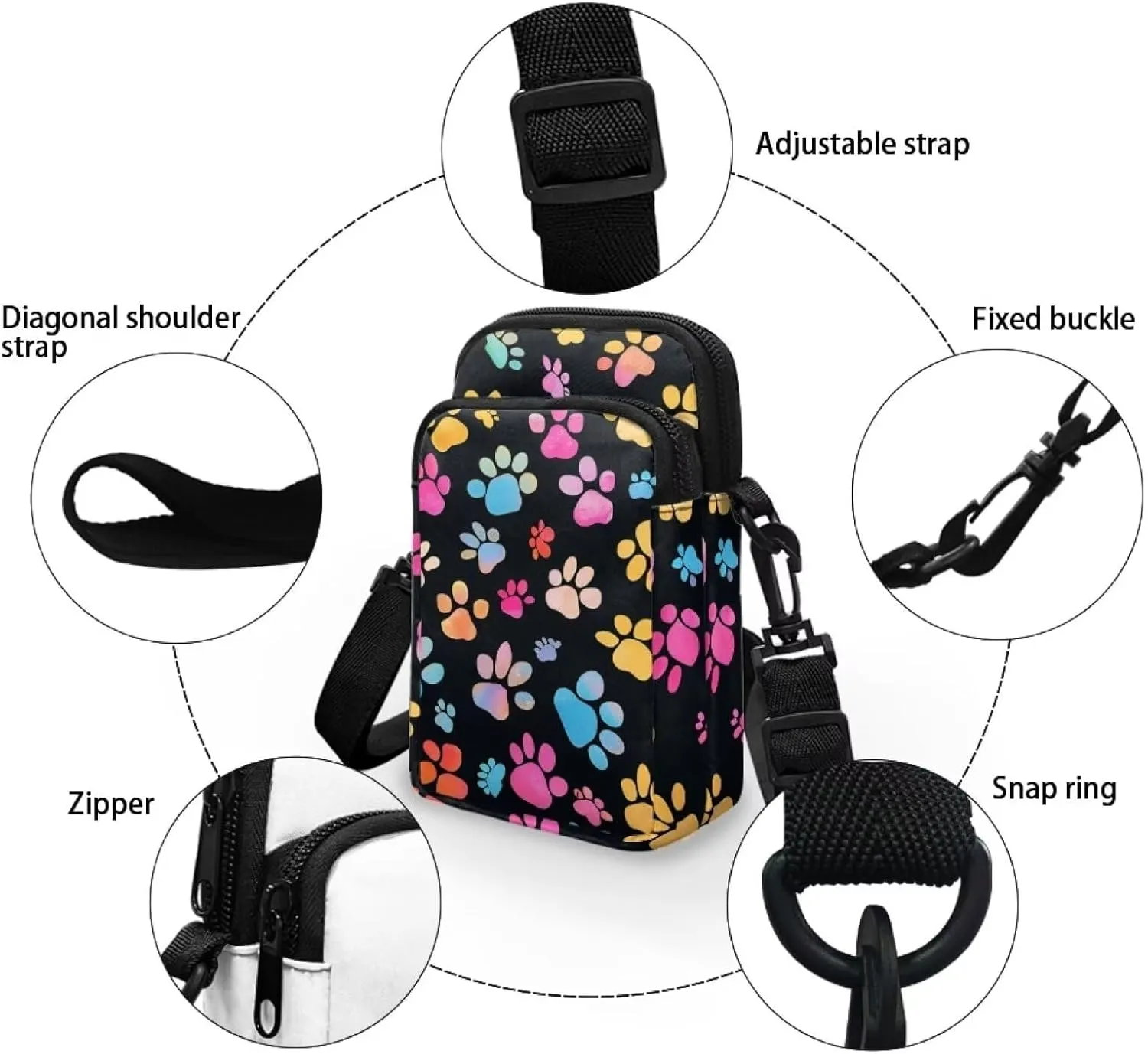 Crossbody Bag for Women Mini Messenger Bag Cell Phone Purse Sling Shoulder Bag with Double Pockets