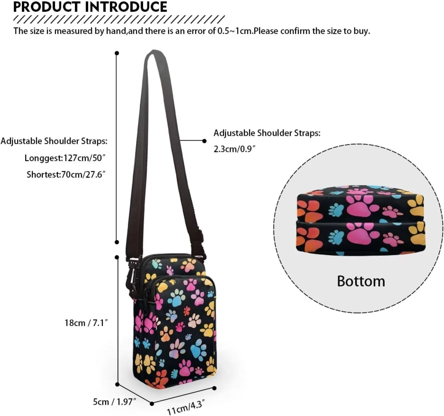 Crossbody Bag for Women Mini Messenger Bag Cell Phone Purse Sling Shoulder Bag with Double Pockets