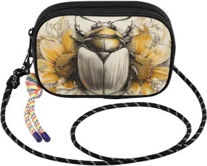 Crossbody Bags Beetle Flower for Women Cell Phone Purses Women's Shoulder Handbags Wallet Purse with Adjustable Strap