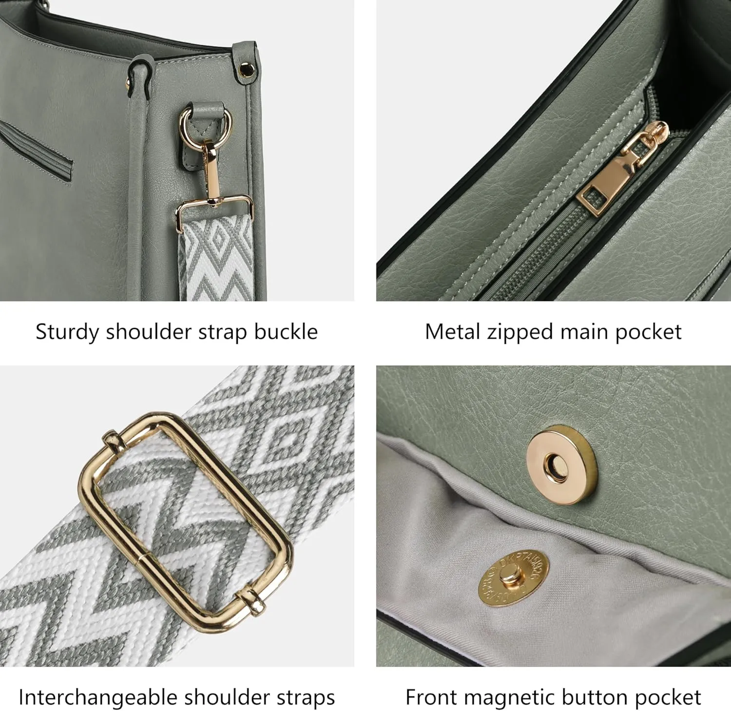 Crossbody Bags for Women 7-Pockets Purses for Women Vegan Leather Hobo Bag Shoulder Bag Handbags with Ajustable Strap