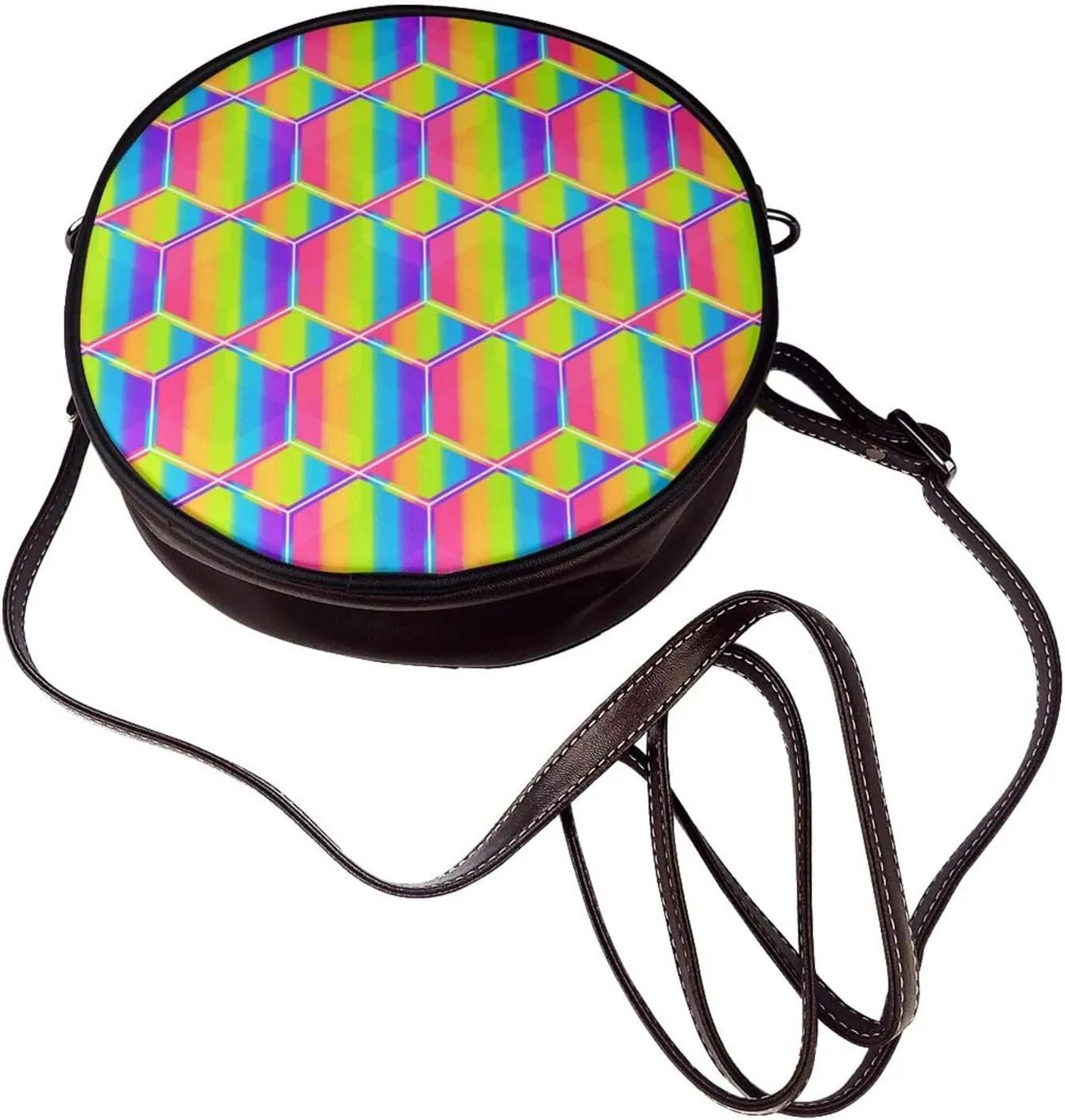Crossbody Bags for Women, Round PU Leather Purses Crossbody Handbag Purse with Adjustable Strap