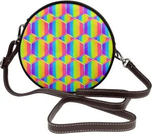 Crossbody Bags for Women, Round PU Leather Purses Crossbody Handbag Purse with Adjustable Strap