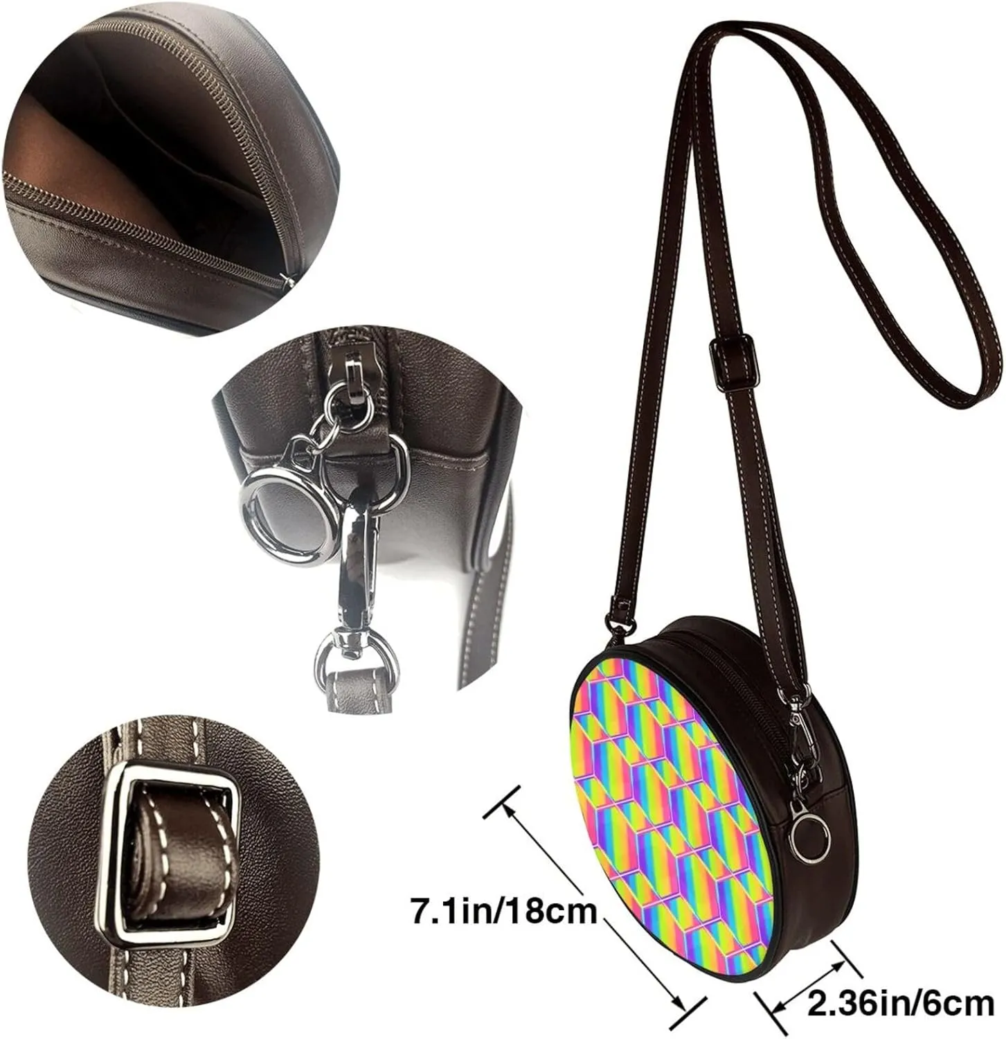 Crossbody Bags for Women, Round PU Leather Purses Crossbody Handbag Purse with Adjustable Strap