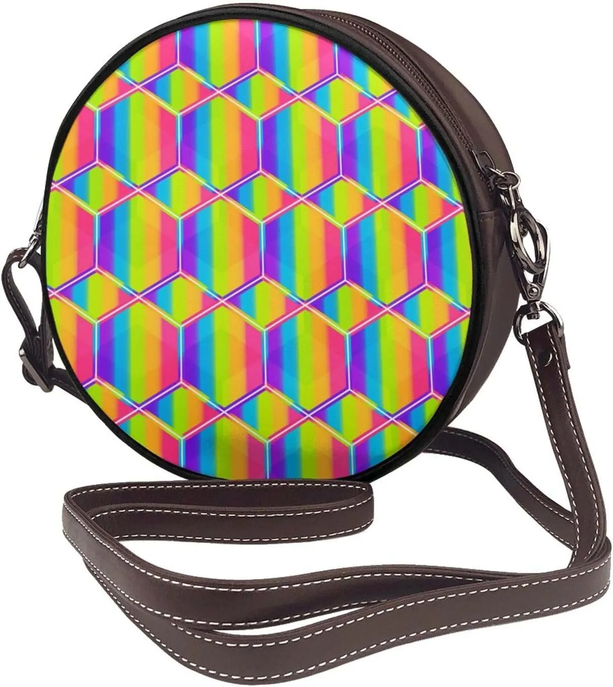 Crossbody Bags for Women, Round PU Leather Purses Crossbody Handbag Purse with Adjustable Strap