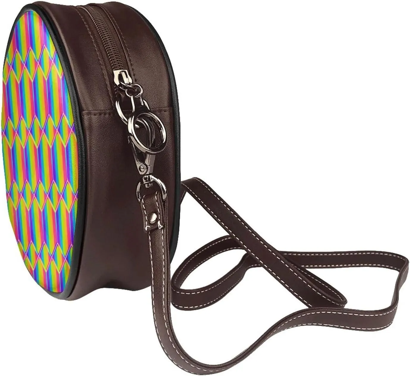Crossbody Bags for Women, Round PU Leather Purses Crossbody Handbag Purse with Adjustable Strap
