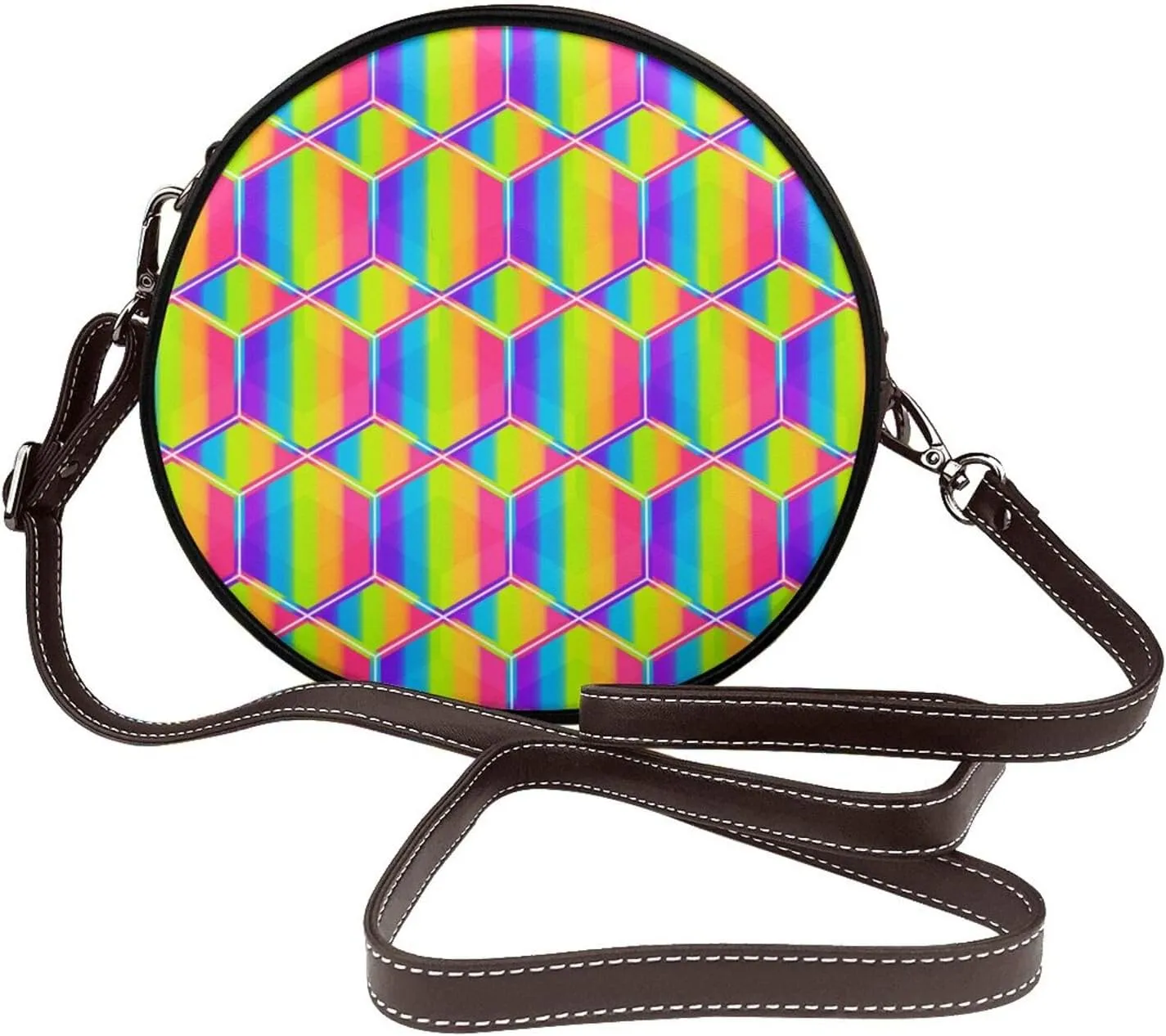 Crossbody Bags for Women, Round PU Leather Purses Crossbody Handbag Purse with Adjustable Strap