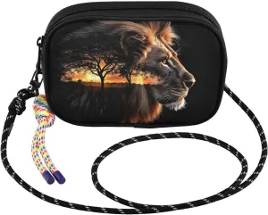Crossbody Bags Lion Grassland Black for Women Cell Phone Purses Women's Shoulder Handbags Wallet Purse with Adjustable Strap