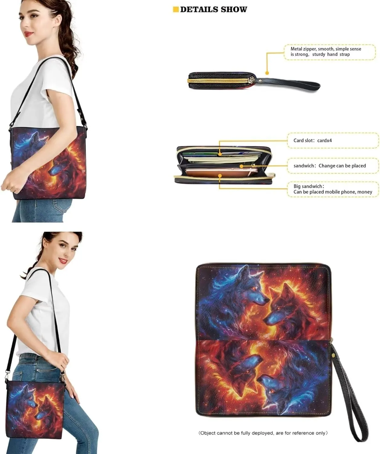 Crossbody Hobo Bag with Wallet Set for Women, 2 Pcs Bucket Purse Set Large Bucket Handbag with Adjustable Strap