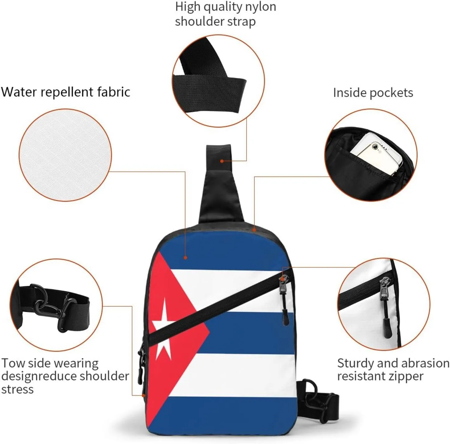 Cuba Flag Packable Crossbody Bag Portable Sling Bags Foldable Travel Daypack Reusable Sports Shoulder Backpack Diagonally Chest Bag for Workout