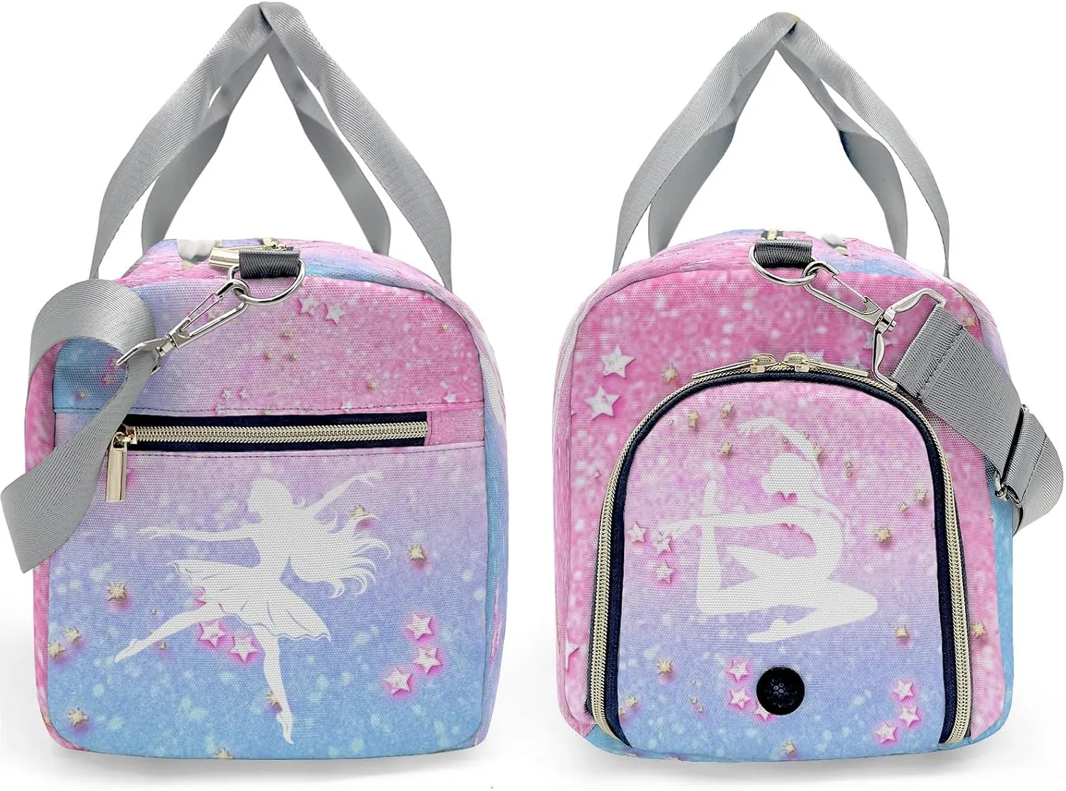Custom Gymnastics Pink Blue Star Duffel Bag with Name Child Kids Gym Bags Adjustable Shoulder Strap Travel Bag for Boys Girls Teens