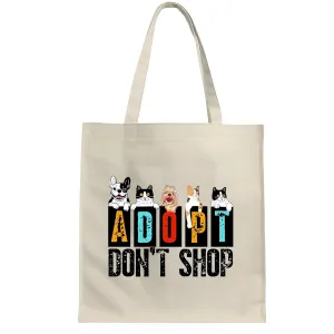 Cute Cat Dog Lover Owner Everyday Gift Hooded Swea White Pet Adoption Gift Vet Student White Multicolor Canvas Tote Bag