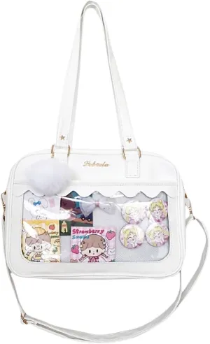 Cute Ita Bag Multi-Purpose Crossbody Bag Messenger Bag Shoulder Tote Bag Purse Kawaii Anime Pin Display Bag for Cosplay