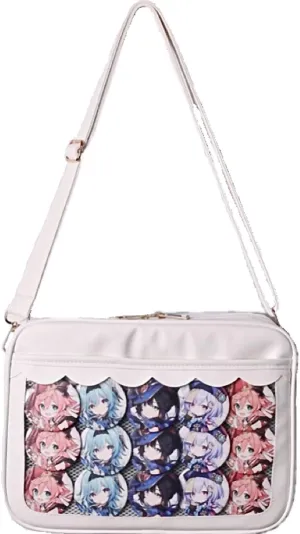 Cute Ita Bag Multi-Purpose Crossbody Bag Messenger Bag Shoulder Tote Bag Purse Kawaii Anime Pin Display Bag for Cosplay