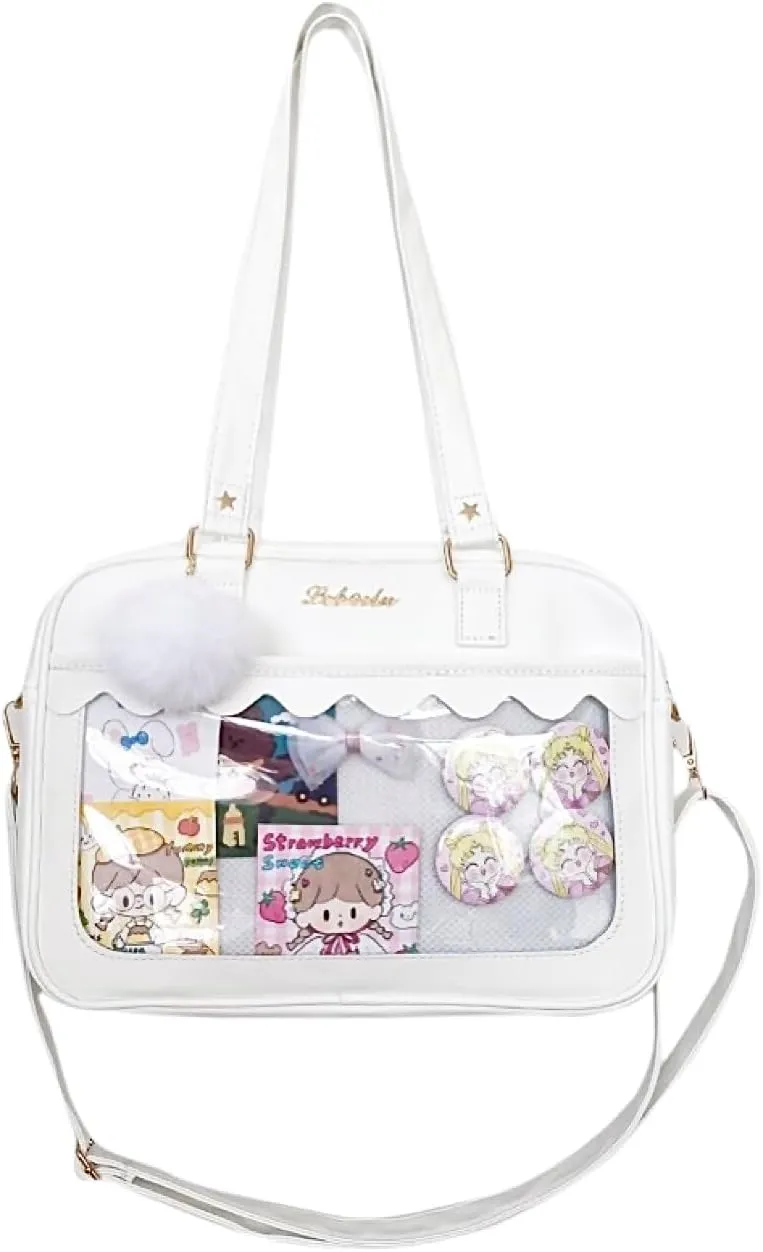 Cute Ita Bag Multi-Purpose Crossbody Bag Messenger Bag Shoulder Tote Bag Purse Kawaii Anime Pin Display Bag for Cosplay