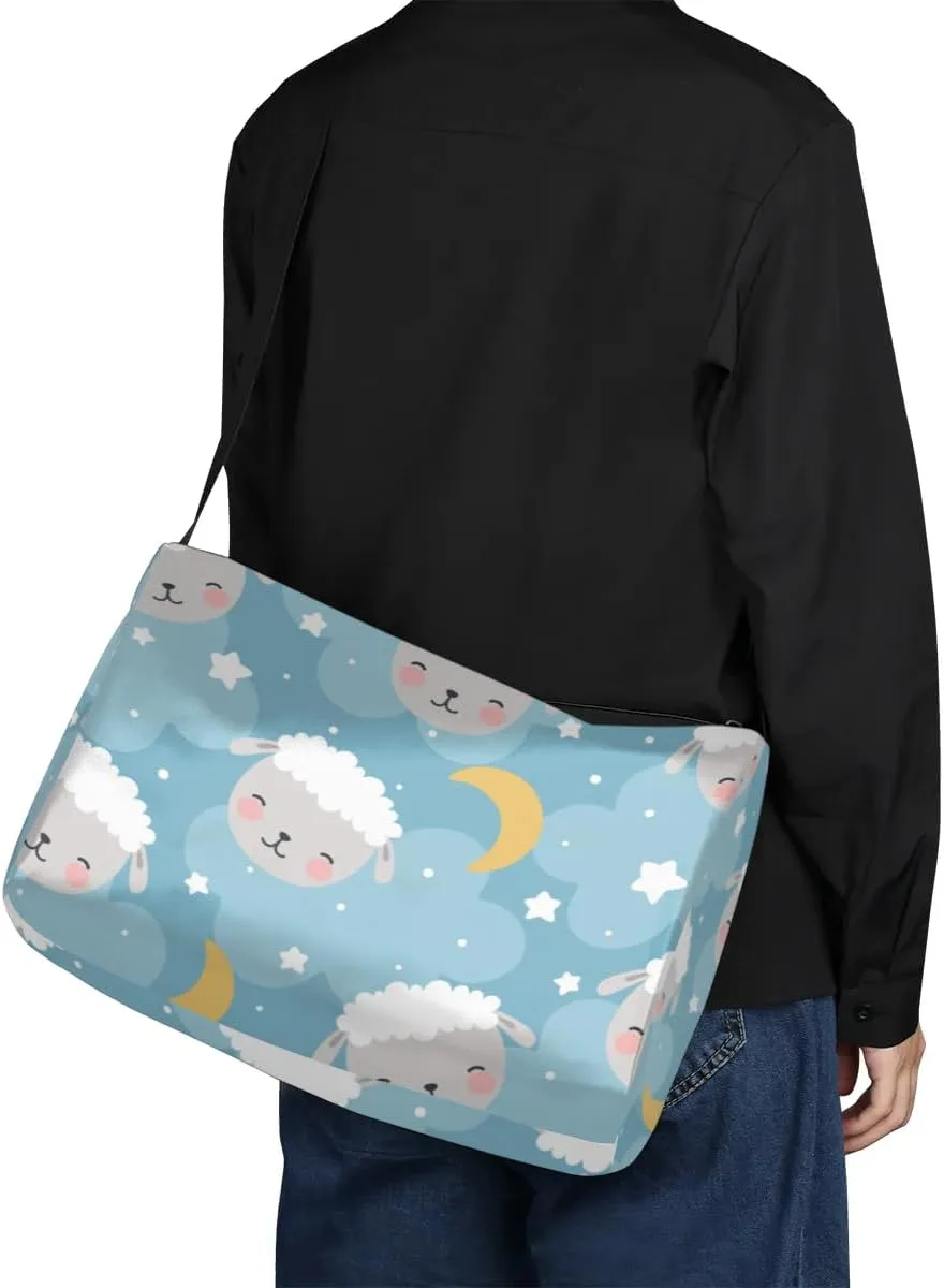Cute Sheep Moon Small Gym Bag for Men Women Workout Sport Duffle Bag Waterproof Weekender Overnight Bag Lightweight Carry on Tote Bag Crossbody Shoulder Travel Bag for Swim Yoge Dance