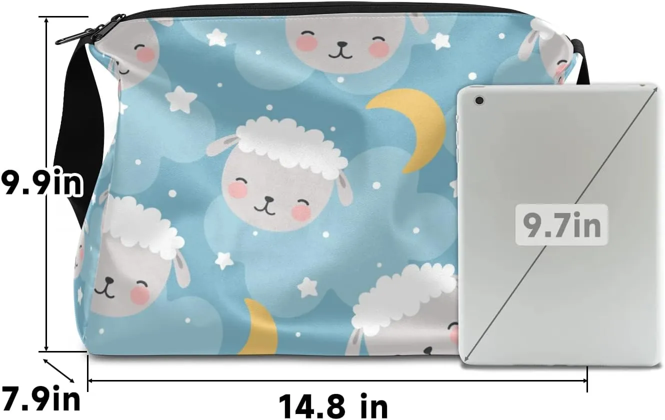 Cute Sheep Moon Small Gym Bag for Men Women Workout Sport Duffle Bag Waterproof Weekender Overnight Bag Lightweight Carry on Tote Bag Crossbody Shoulder Travel Bag for Swim Yoge Dance
