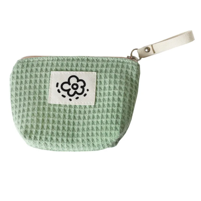 Cute Simple Waffle Storage Portable Wrist Cosmetic Bags