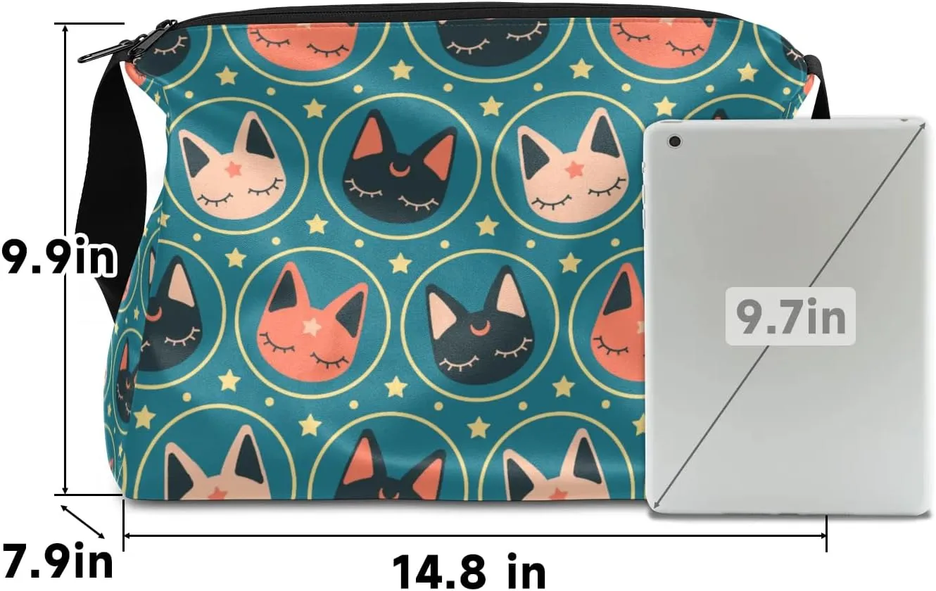 Cute Star Moon Cat Small Gym Bag for Men Women Workout Sport Duffle Bag Waterproof Weekender Overnight Bag Lightweight Carry on Tote Bag Crossbody Shoulder Travel Bag for Swim Yoge Dance