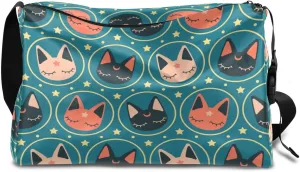 Cute Star Moon Cat Small Gym Bag for Men Women Workout Sport Duffle Bag Waterproof Weekender Overnight Bag Lightweight Carry on Tote Bag Crossbody Shoulder Travel Bag for Swim Yoge Dance