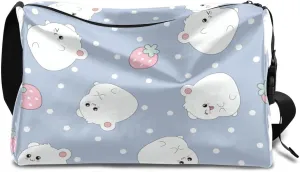 Cute Strawberry Mouse Small Gym Bag for Men Women Workout Sport Duffle Bag Waterproof Weekender Overnight Bag Lightweight Carry on Tote Bag Crossbody Shoulder Travel Bag for Swim Yoge Dance