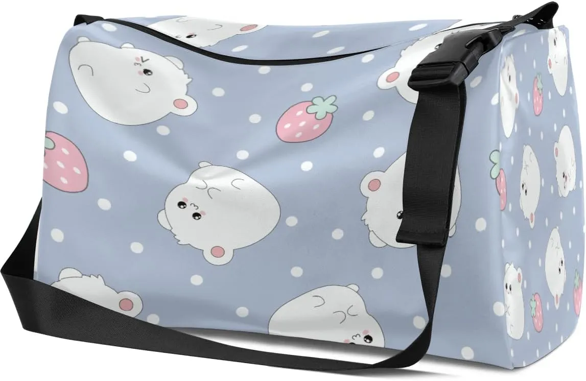 Cute Strawberry Mouse Small Gym Bag for Men Women Workout Sport Duffle Bag Waterproof Weekender Overnight Bag Lightweight Carry on Tote Bag Crossbody Shoulder Travel Bag for Swim Yoge Dance
