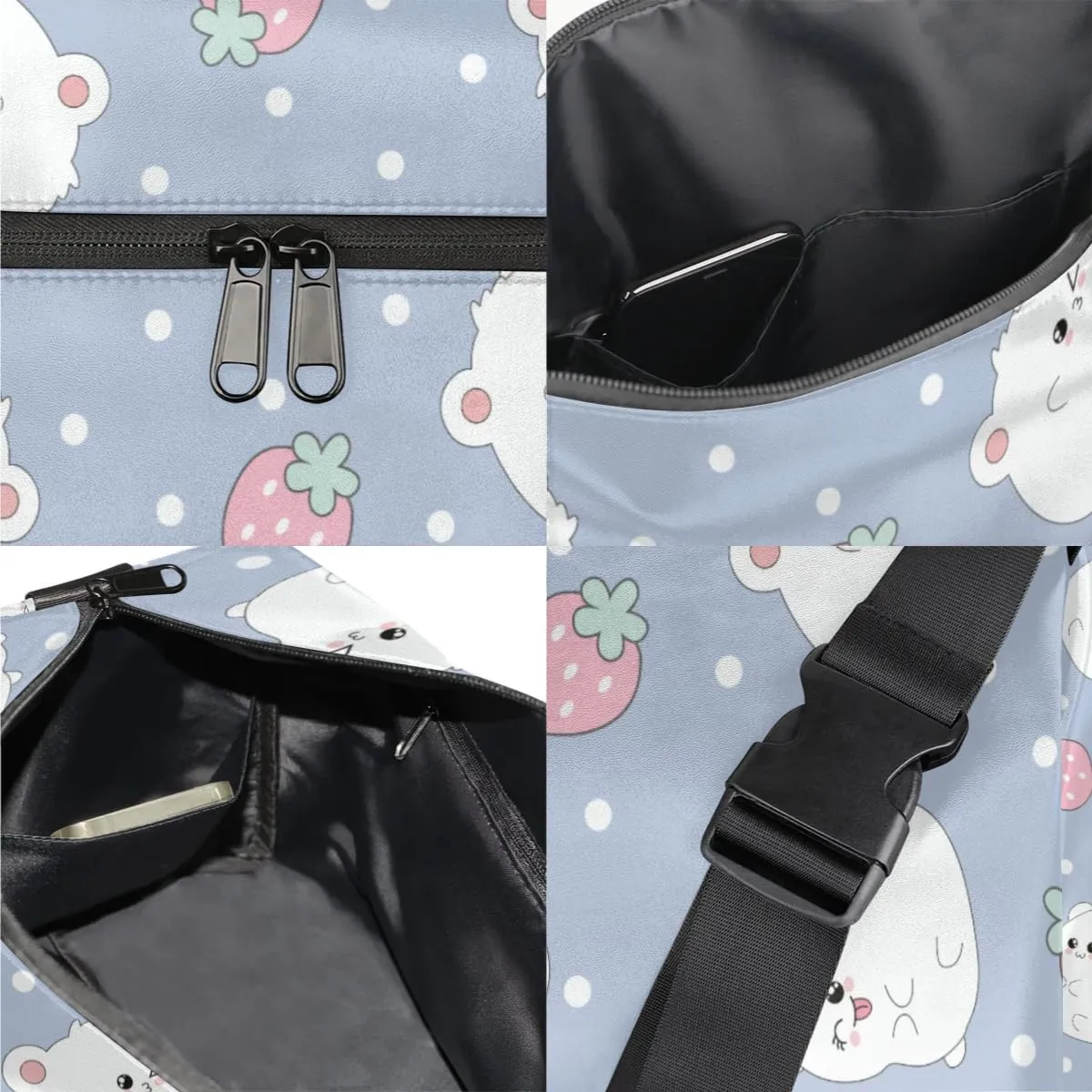 Cute Strawberry Mouse Small Gym Bag for Men Women Workout Sport Duffle Bag Waterproof Weekender Overnight Bag Lightweight Carry on Tote Bag Crossbody Shoulder Travel Bag for Swim Yoge Dance