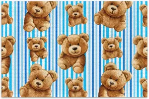 Cute Teddy Bears Blue Jigsaw Puzzles 500 Pieces for Adults Cartoon Animal Custom Nature Puzzle White Elephants Gifts, 20.5x14.9 Inch