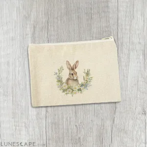 Daisy and Bunny Wreath  - Easter Canvas Zipper Pouch