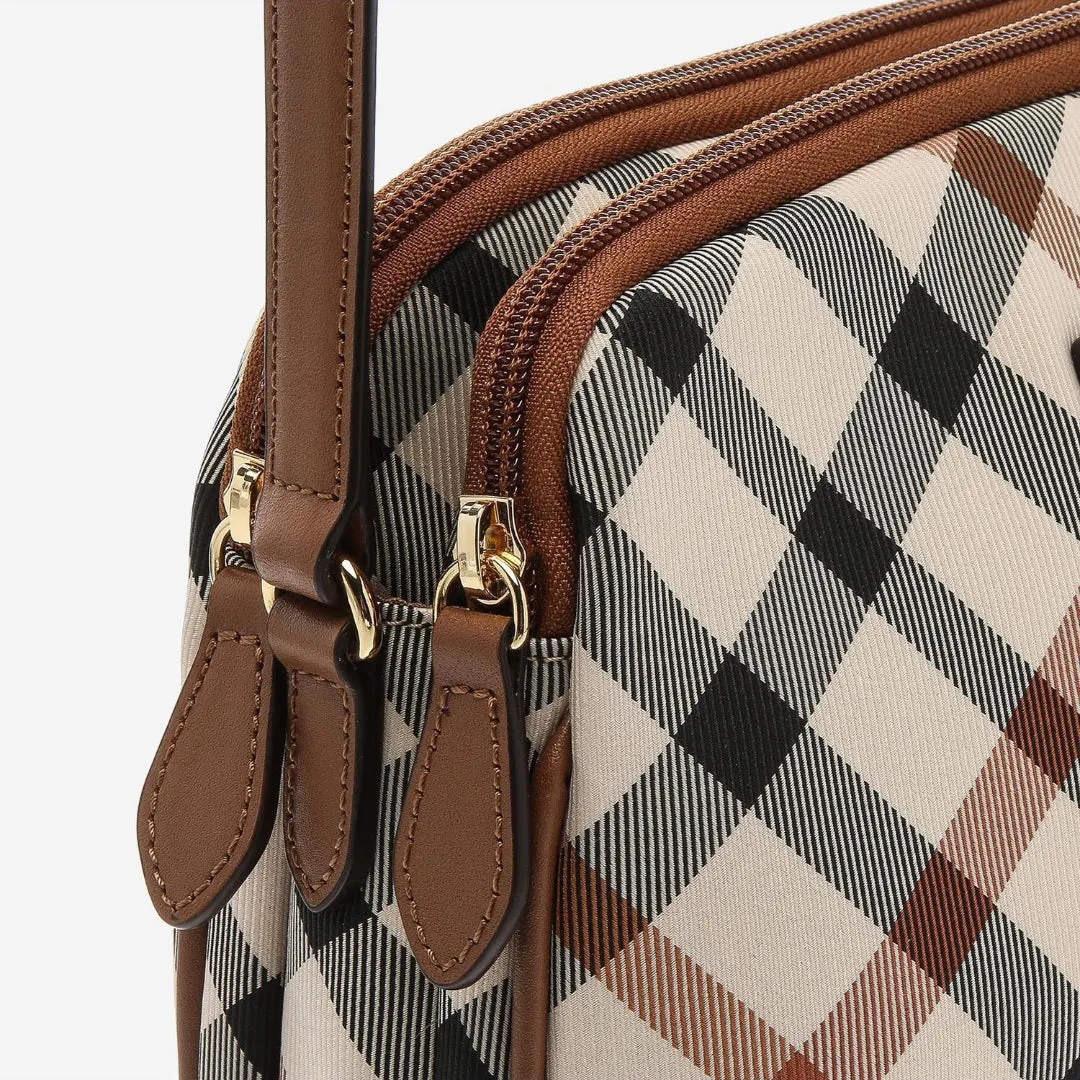 DAKS Brown House Check Jacquard Cross Bag Shoulder Bag HARRIS Luxury Bag Comfortable Bag / from Seoul, Korea