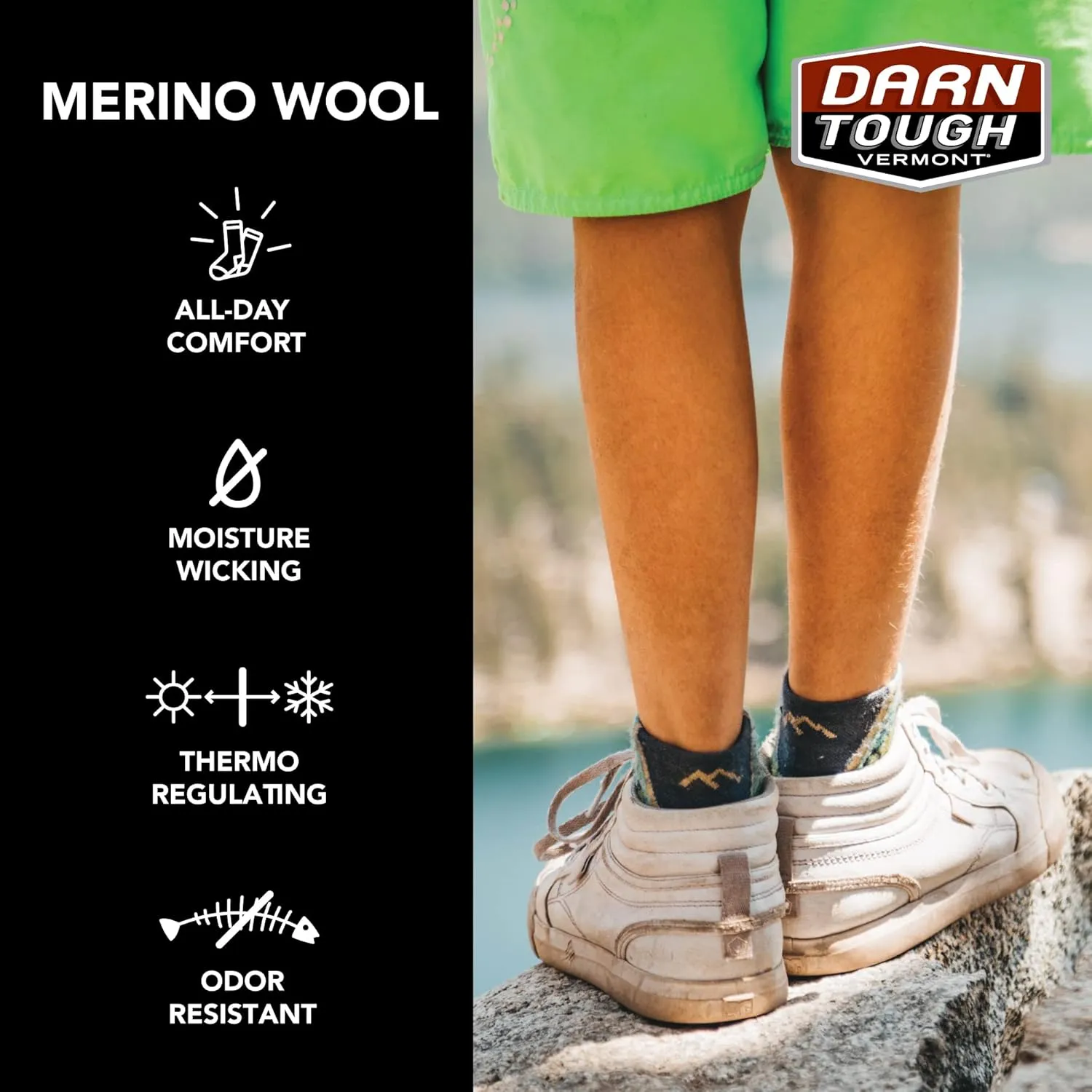 Darn Tough Vermont Zebra Canyon Micro-Crew Hiking Socks for Boys - Lightweight Cushioned Boys Socks, Style 3042