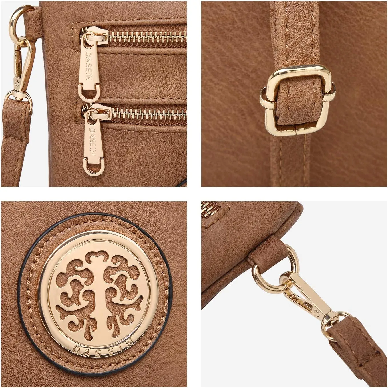 Dasein Women Small Crossbody Bag Lightweight Shoulder Purses Multi Zipper Pockets Phone Purse Handbag