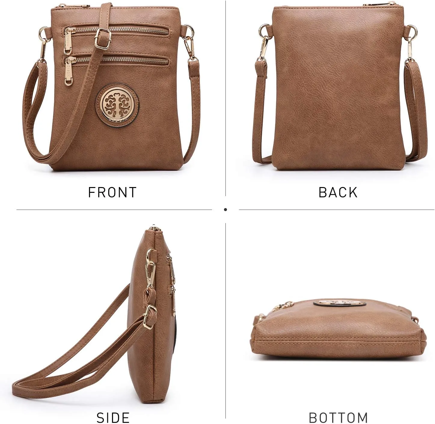 Dasein Women Small Crossbody Bag Lightweight Shoulder Purses Multi Zipper Pockets Phone Purse Handbag