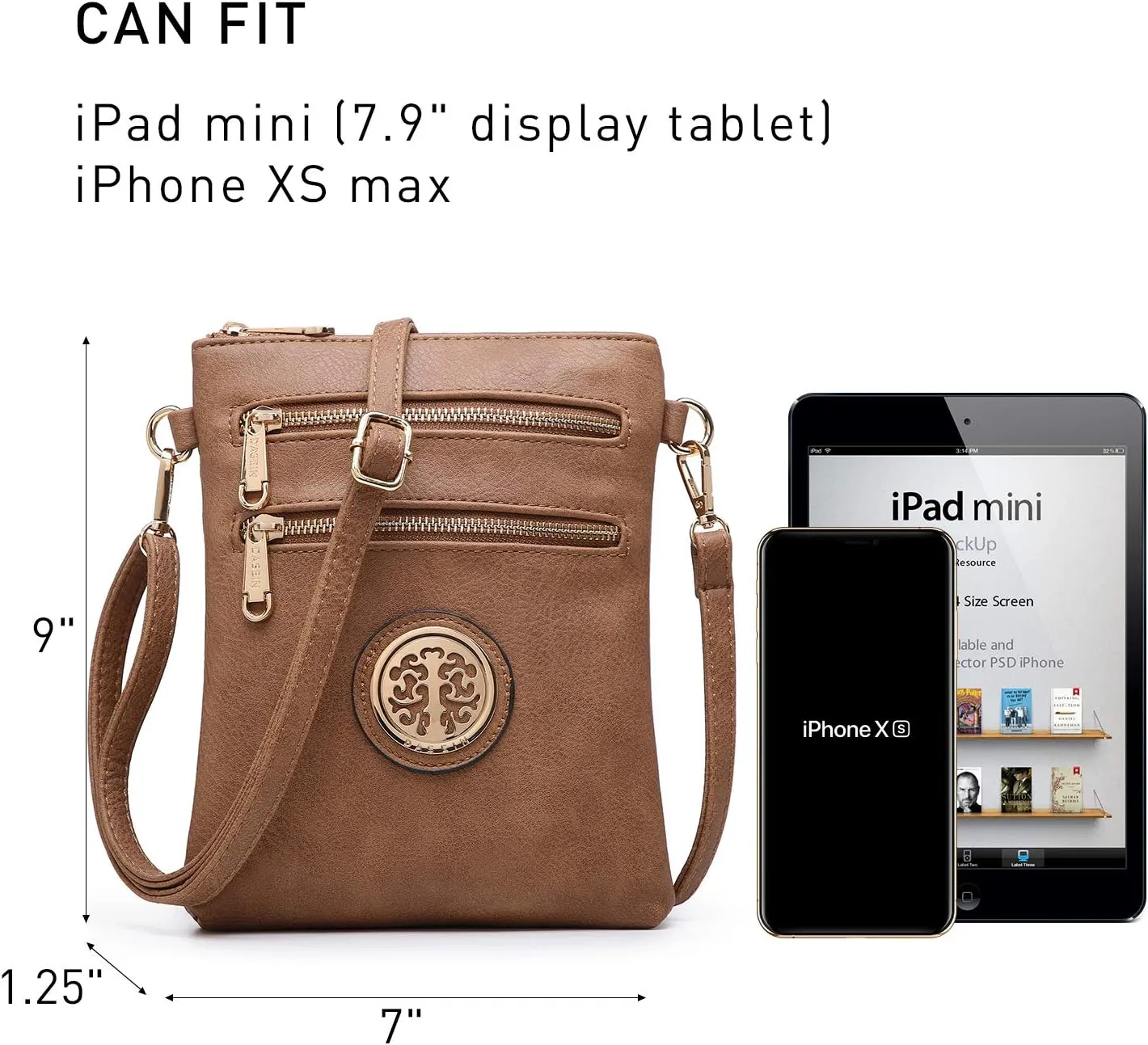 Dasein Women Small Crossbody Bag Lightweight Shoulder Purses Multi Zipper Pockets Phone Purse Handbag