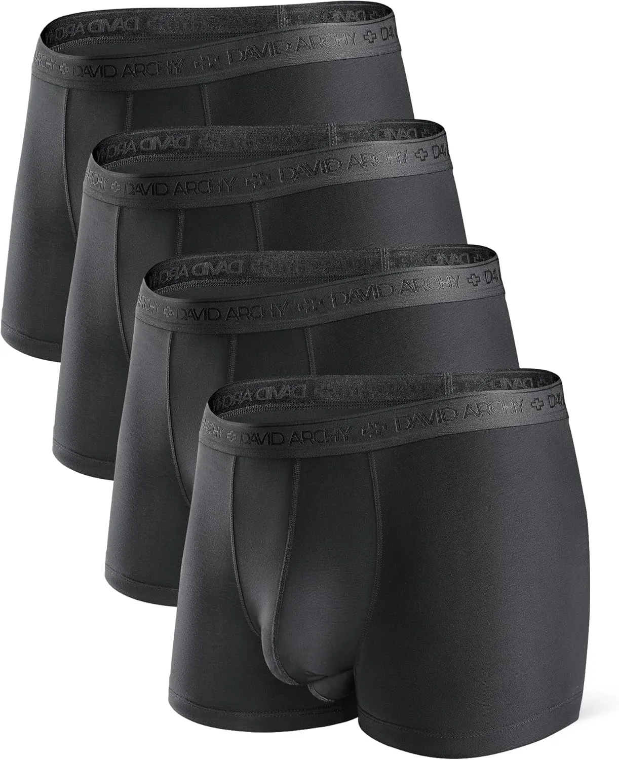 DAVID ARCHY Men's Boxer Briefs, Micro Modal Dual Pouch Trunks Support Ball Bulge Enhancing Underwear,Underwear For Man 3 Pack
