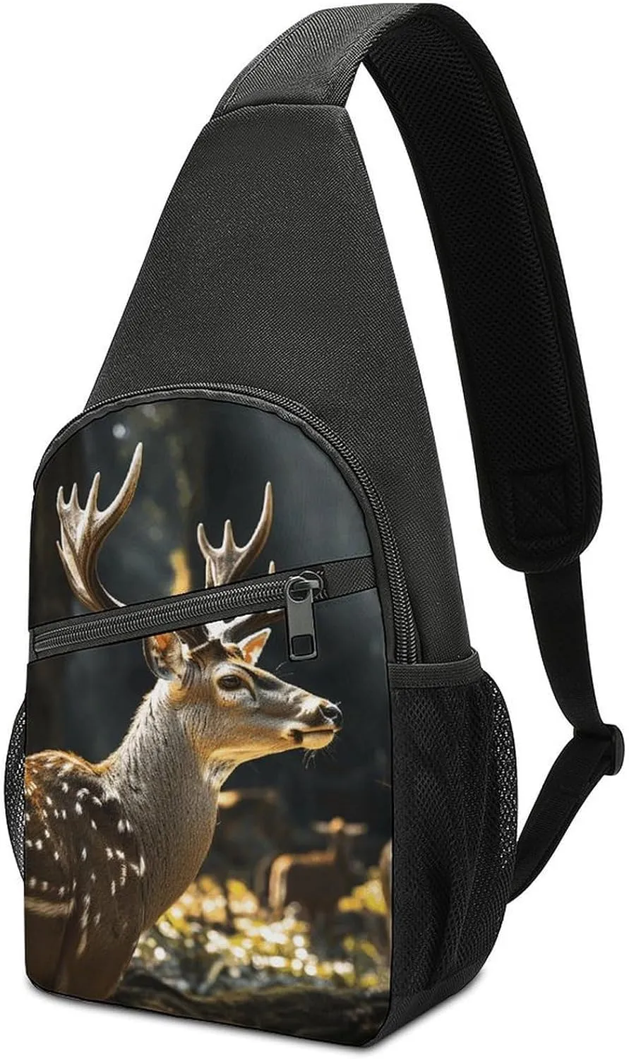 Deer in Wild Sling Bag Casual Chest Bag Crossbody Shoulder Backpack Sport Travel Hiking Daypack for Women Men