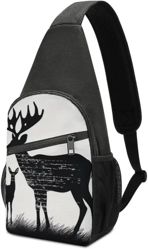 Deer Sling Bag Casual Chest Bag Crossbody Shoulder Backpack Sport Travel Hiking Daypack for Women Men