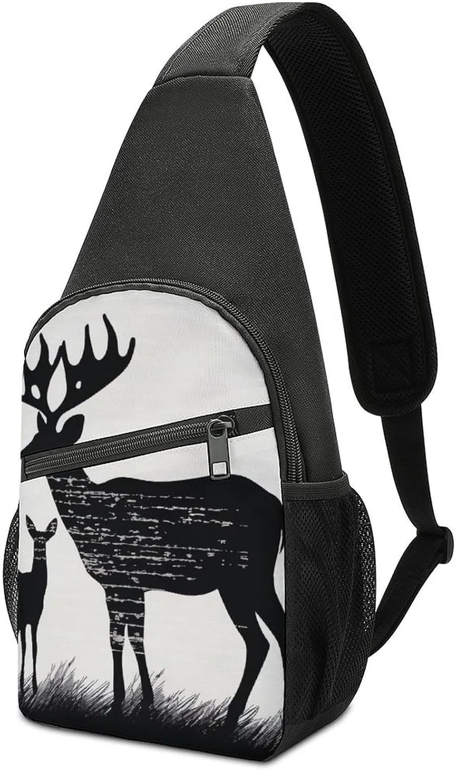 Deer Sling Bag Casual Chest Bag Crossbody Shoulder Backpack Sport Travel Hiking Daypack for Women Men