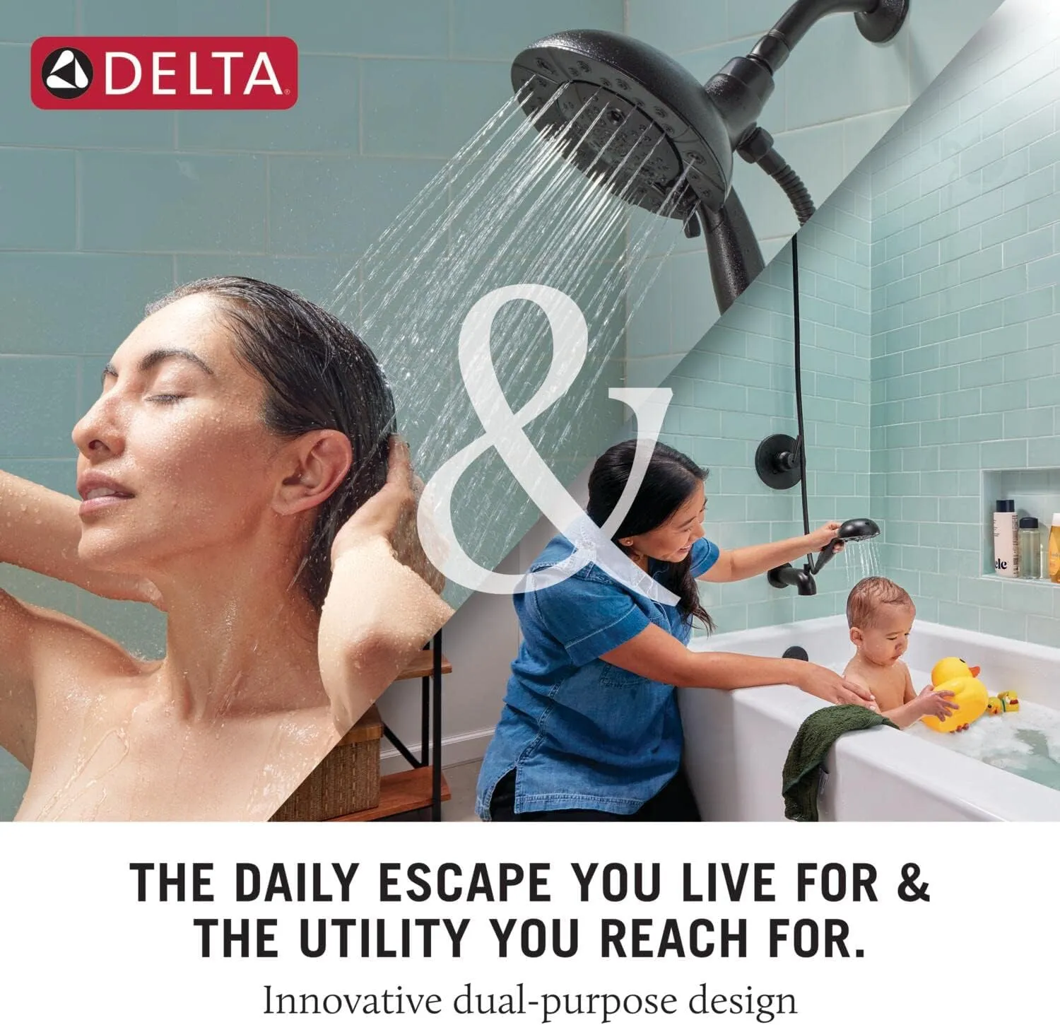 Delta Faucet 4-Spray In2ition Dual Shower Head with Handheld Spray, Brushed Nickel Shower Head with Hose, Showerheads & Handheld Showers, Handheld Shower Heads, Stainless 58499-SS