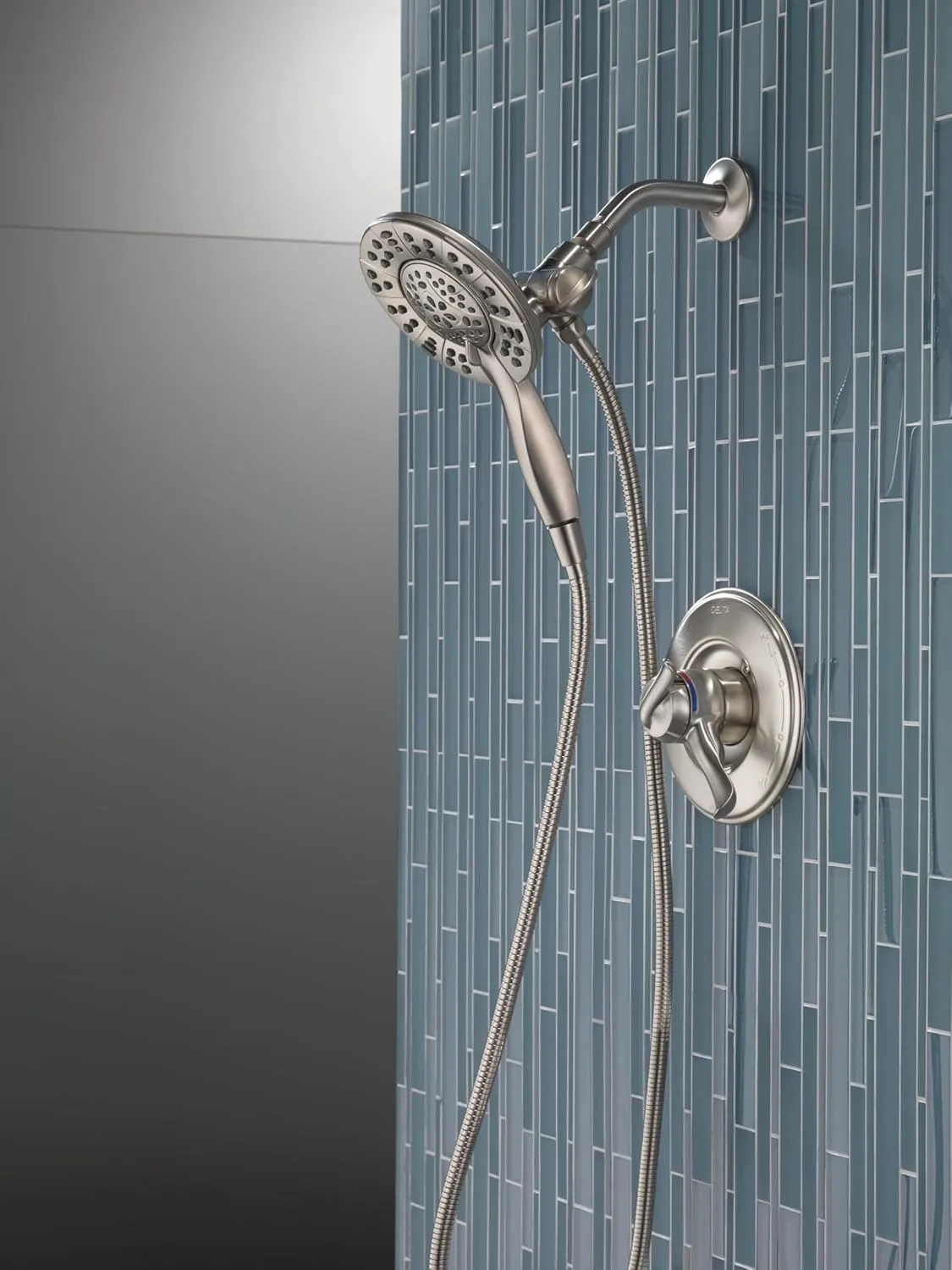 Delta Faucet 4-Spray In2ition Dual Shower Head with Handheld Spray, Brushed Nickel Shower Head with Hose, Showerheads & Handheld Showers, Handheld Shower Heads, Stainless 58499-SS