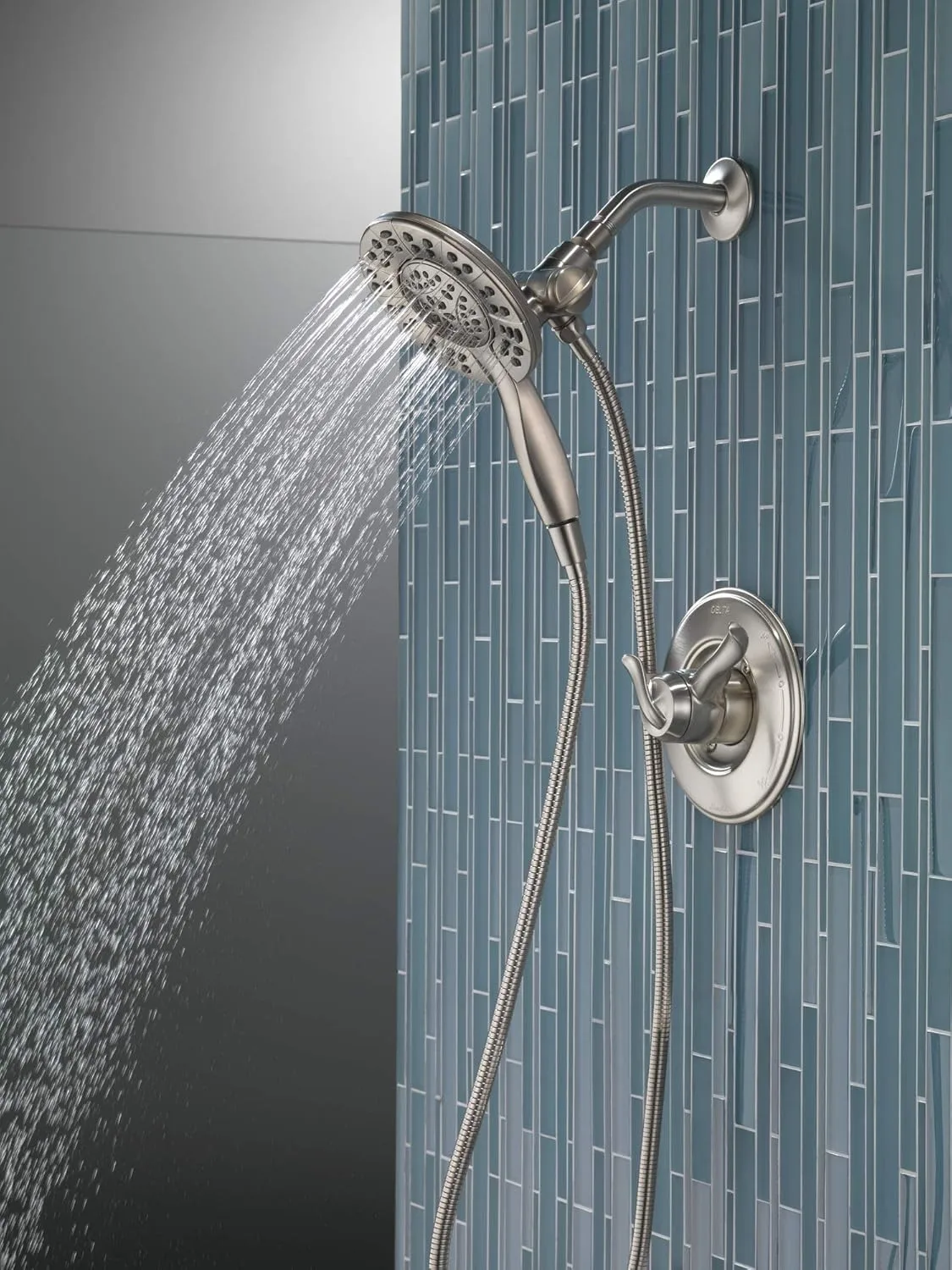 Delta Faucet 4-Spray In2ition Dual Shower Head with Handheld Spray, Brushed Nickel Shower Head with Hose, Showerheads & Handheld Showers, Handheld Shower Heads, Stainless 58499-SS