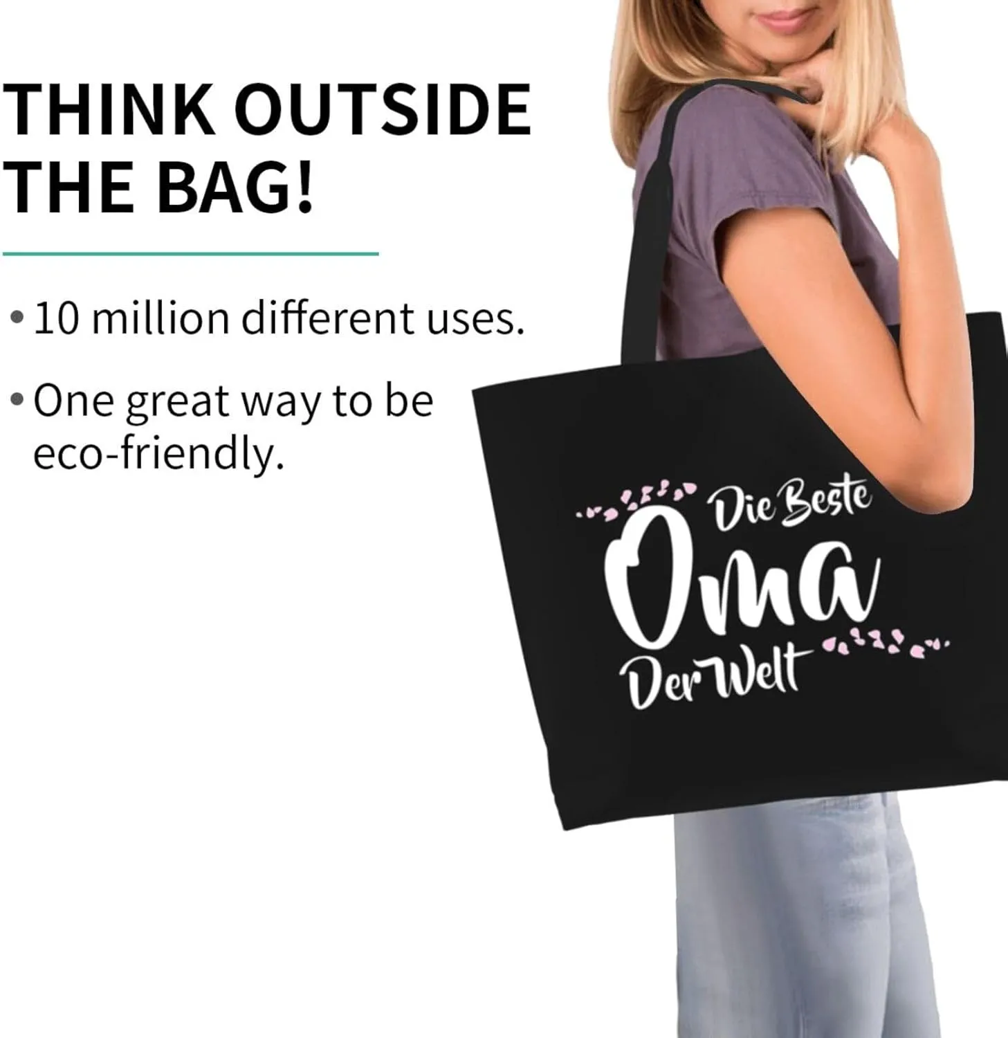 Die Beste Oma Der Welt Women's Lightweight Canvas Handbag Waterproof Reusable Shopping Bag