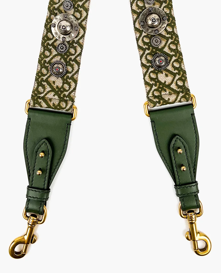 Dior Embellished Shoulder Strap Khaki Green Embroidery