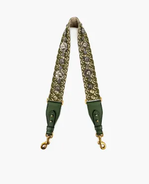 Dior Embellished Shoulder Strap Khaki Green Embroidery