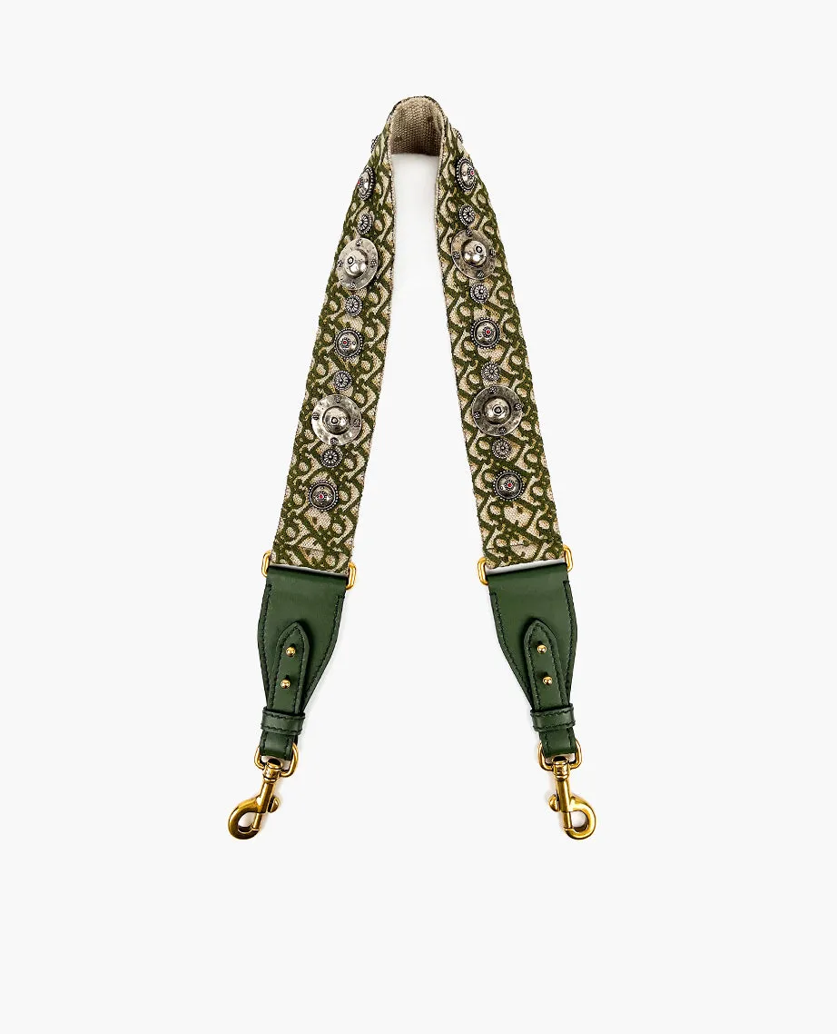Dior Embellished Shoulder Strap Khaki Green Embroidery