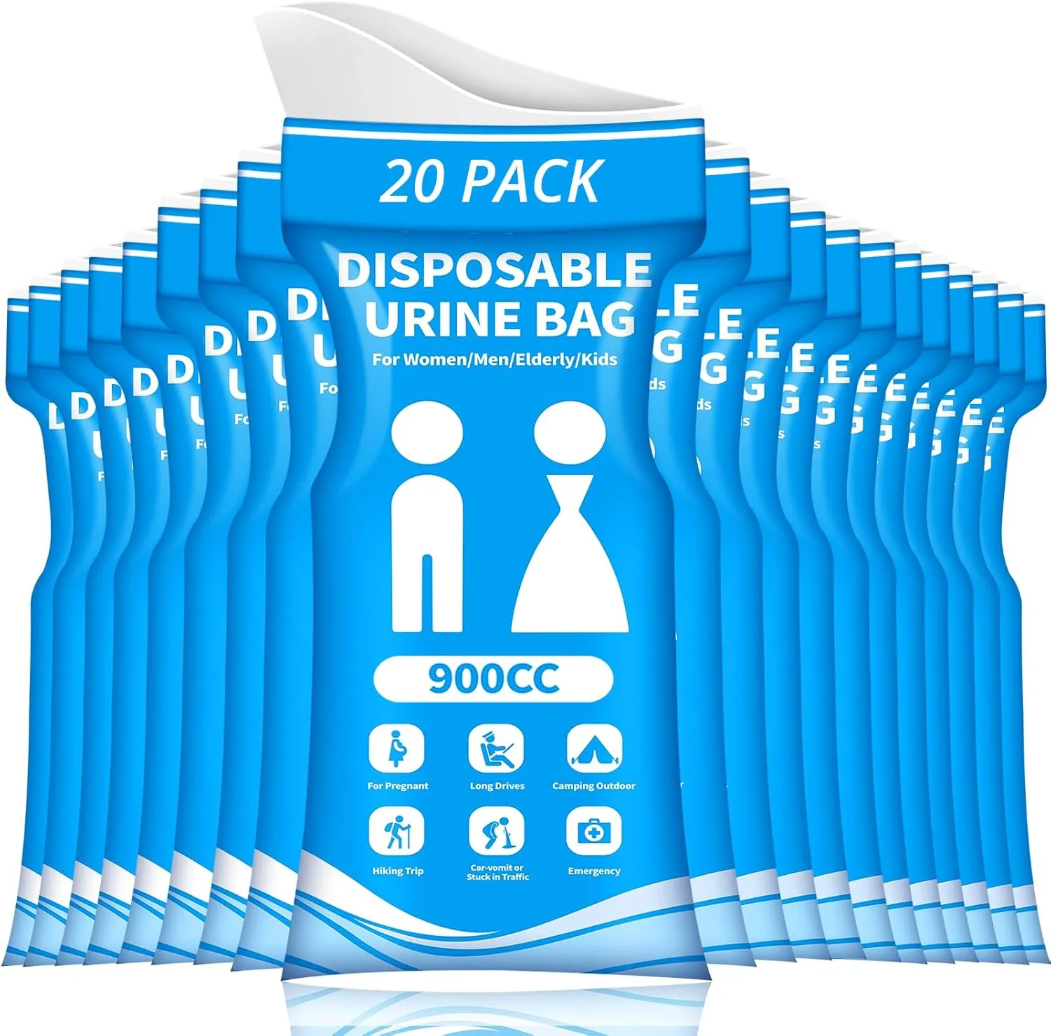 Disposable Urine Bag for Travel - 900ML Portable Pee Bags for Women Men 8/12/20/24/28 PCS Emergency Vomit Bags Urinal Toilet for Car Camping, Road Trip,Traffic Jam, Pregnant, Kid, Patient