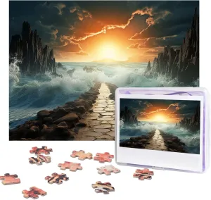 Divided Sea Pathway Puzzles 500 Pieces Personalized Jigsaw Puzzles Photos Puzzle for Adults Challenging Picture Puzzle with Storage Bag Puzzles for Men Women Home Decor (20.4" x 15")